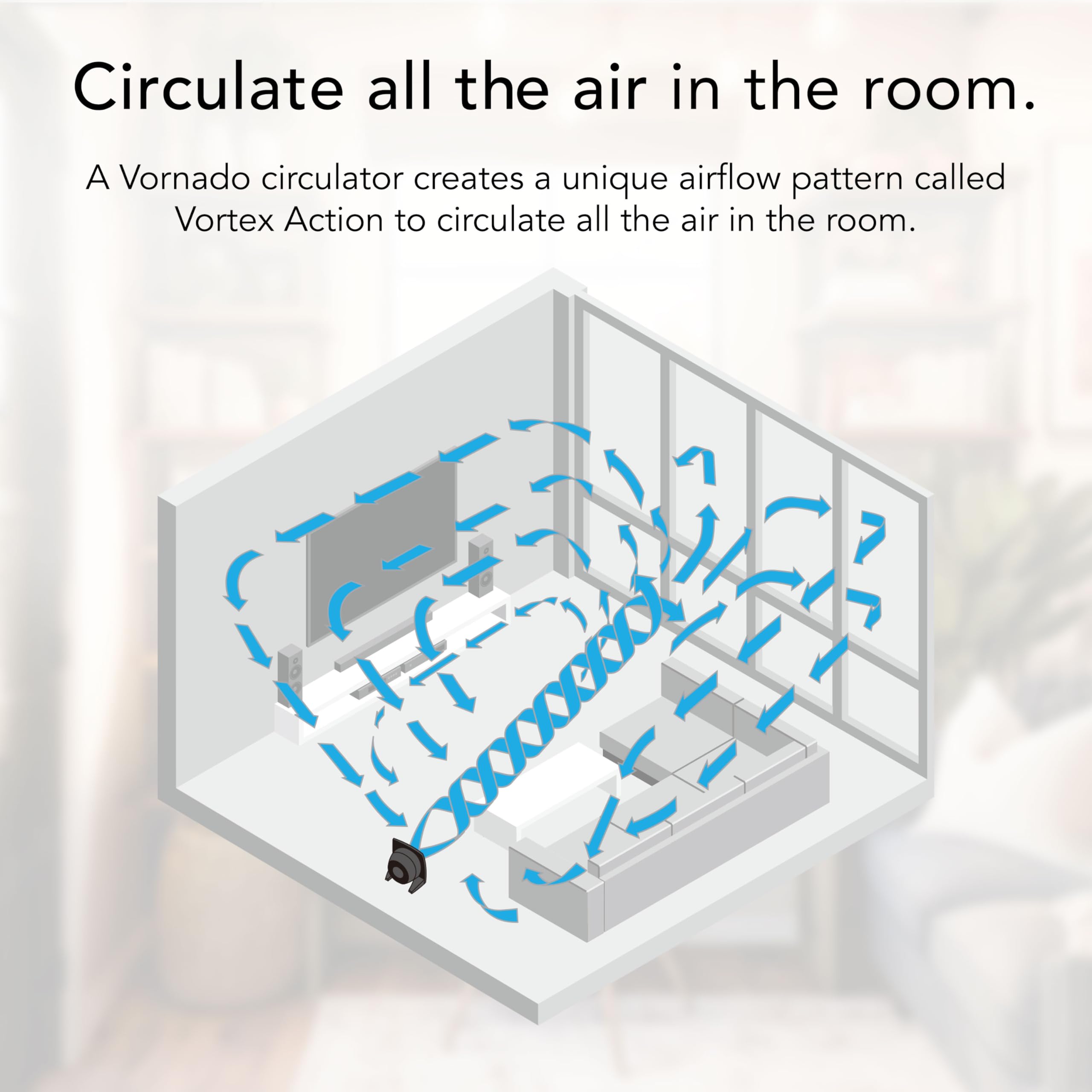Vornado 673T Whole Room Air Circulator Fan, 3 Speed Settings, 90 Degree Pivoting Head, Deep Pitched Blades, Vortex Action Technology, Black Electric Fan for Bedroom, Office, Home - Image 3