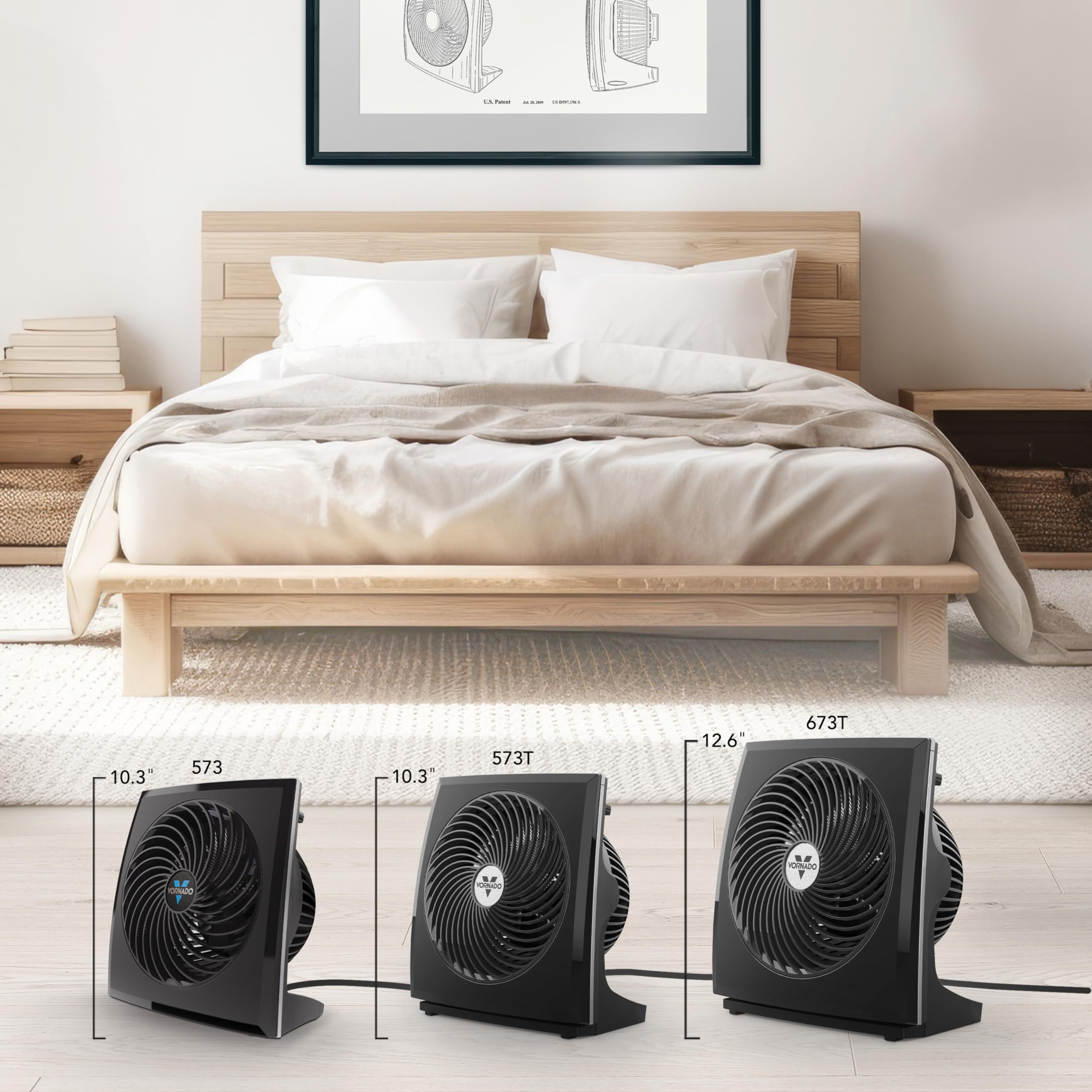 Vornado 673T Whole Room Air Circulator Fan, 3 Speed Settings, 90 Degree Pivoting Head, Deep Pitched Blades, Vortex Action Technology, Black Electric Fan for Bedroom, Office, Home - Image 7