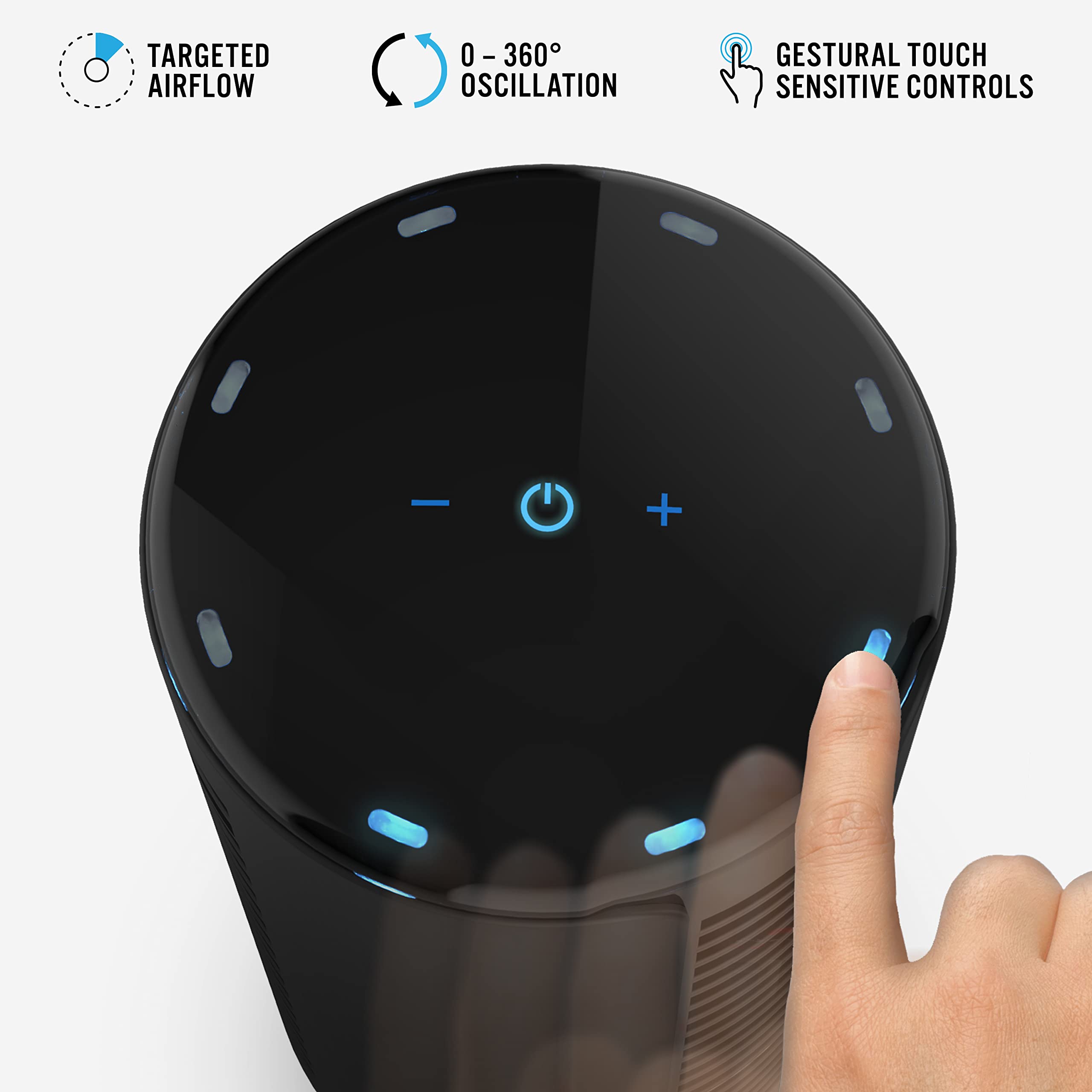 Vornado ATOM 1S Compact Oscillating Tower Fan with Removable Stand, 40" tall, 4 Speeds , Black - Image 4