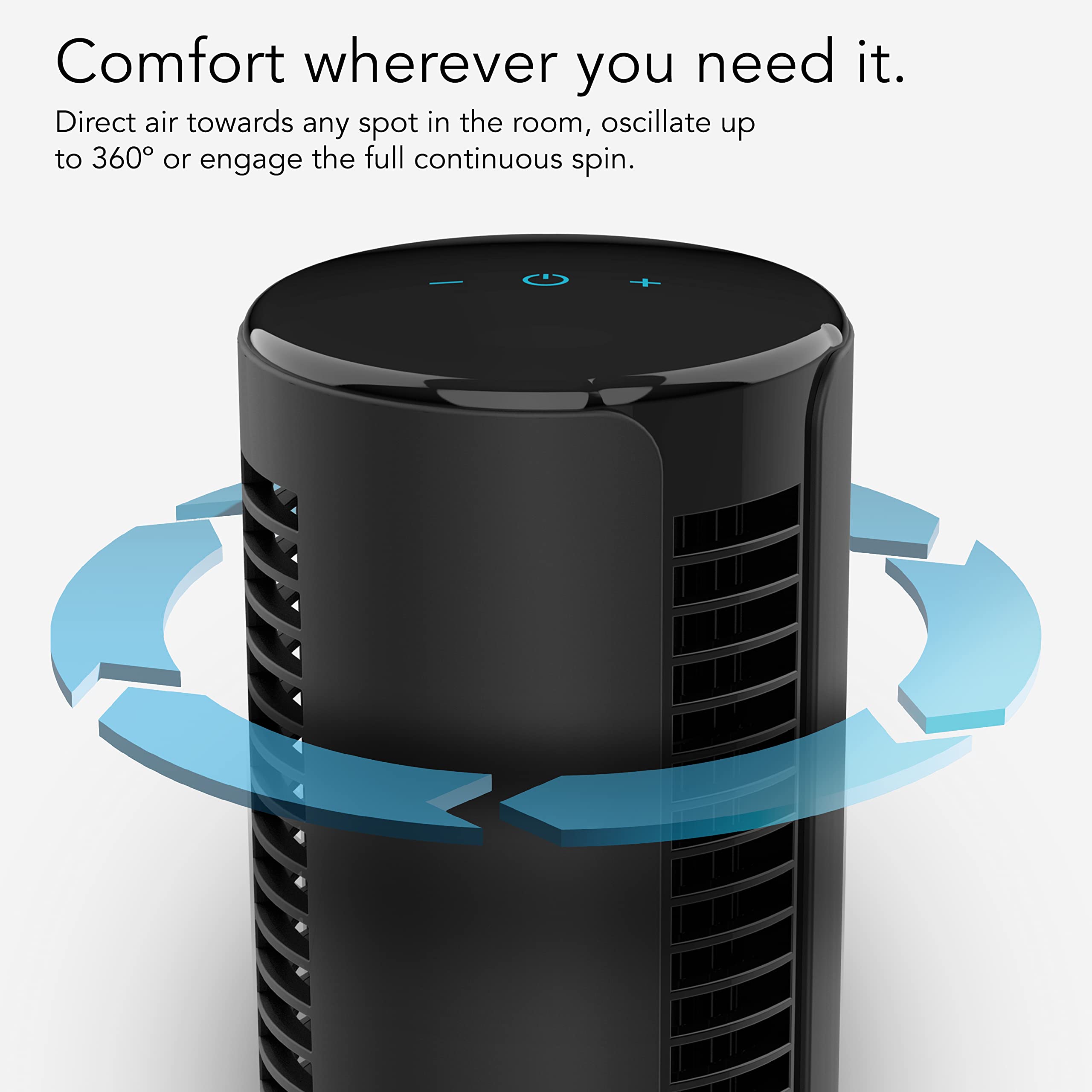 Vornado ATOM 2S AE Oscillating Tower Fan with Stand, Alexa Enabled,Black - Image 4