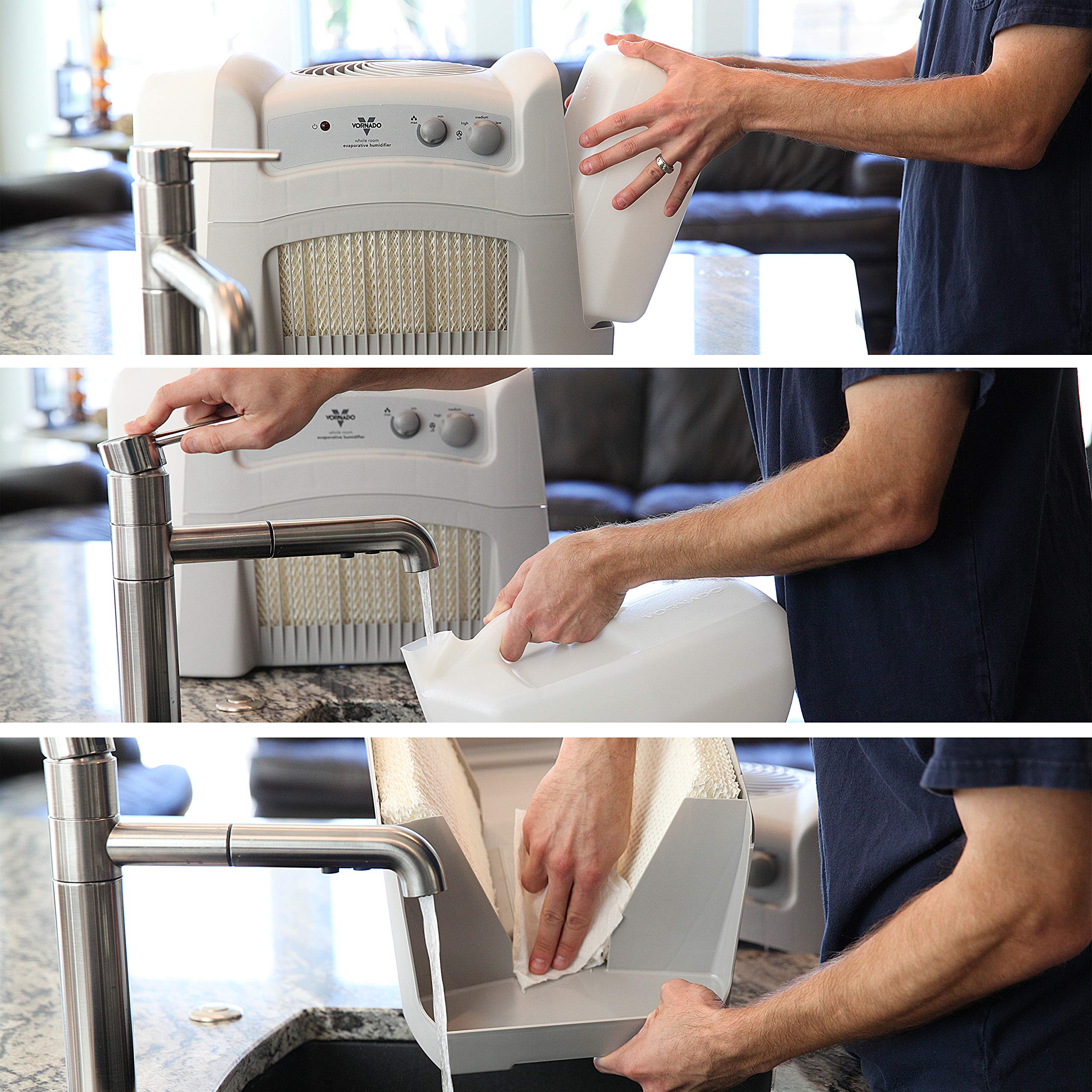 Vornado Evap40 Evaporative Humidifier with Adjustable Humidistat, 4-Gallon Capacity for Large Room Coverage up to 1,000 sq ft, 3 Speed Settings, Easy to Clean Dual Tank - Image 6