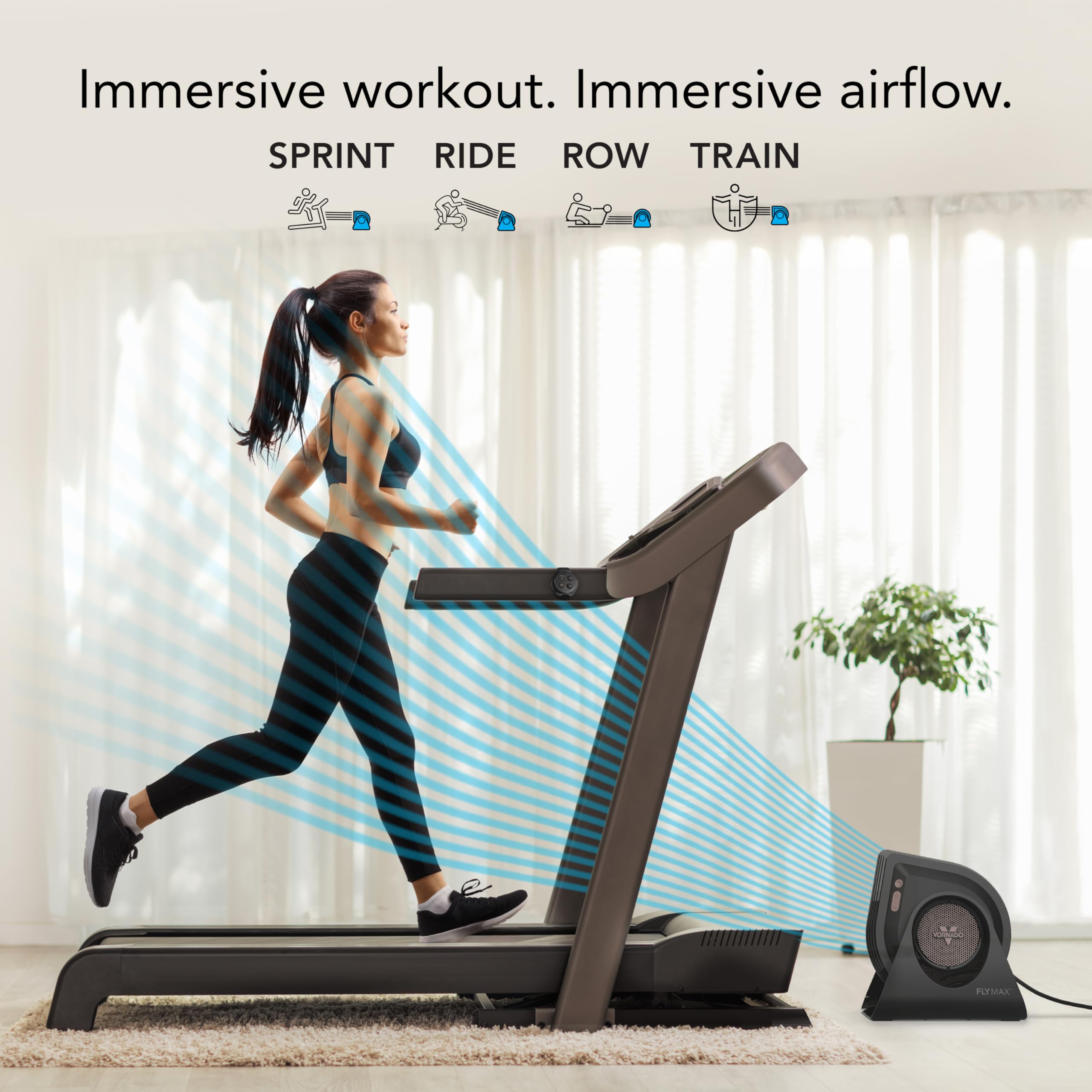 Vornado FLY MAX High Velocity Floor Fan, 4 Speed Settings, 180° Adjustable Tilt, Remote Control, 2300 FPM, Powerful Airflow, Fitness Cooling for Gym, Workout, and Training, Black - Image 3