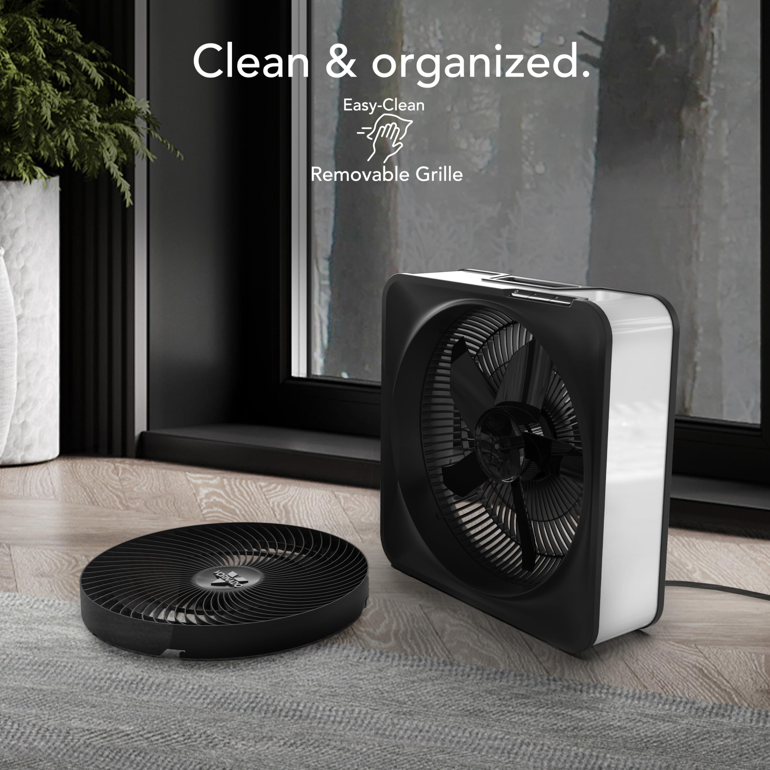 Vornado Model 80 High Velocity Electric Box Fan with Removable Grille, 5 Speed Settings, Powerful Airflow, Whole Room Air Circulation, Targeted Cooling, Cord Storage, Durable Floor Fan, Ice White - Image 4