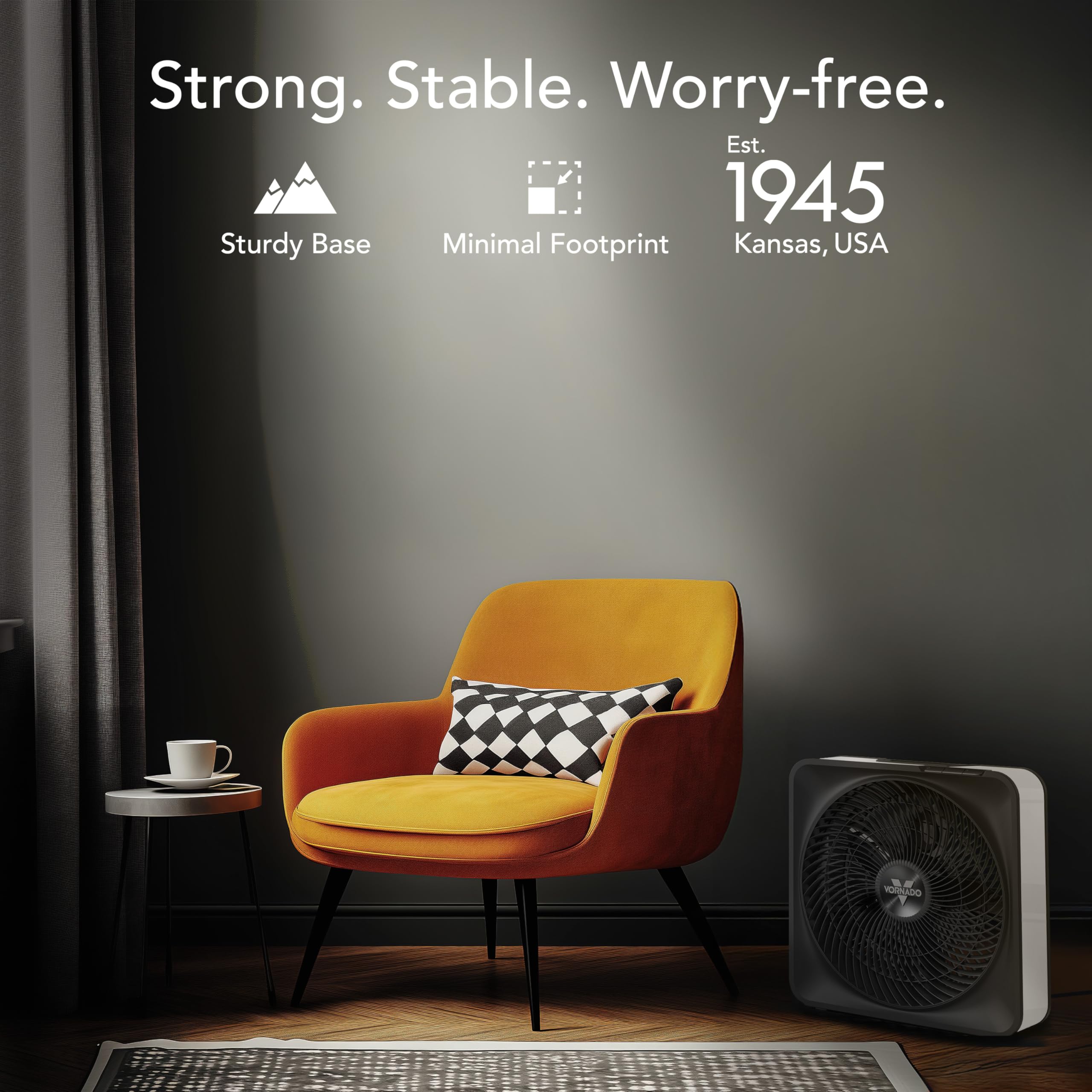 Vornado Model 80 High Velocity Electric Box Fan with Removable Grille, 5 Speed Settings, Powerful Airflow, Whole Room Air Circulation, Targeted Cooling, Cord Storage, Durable Floor Fan, Ice White - Image 6