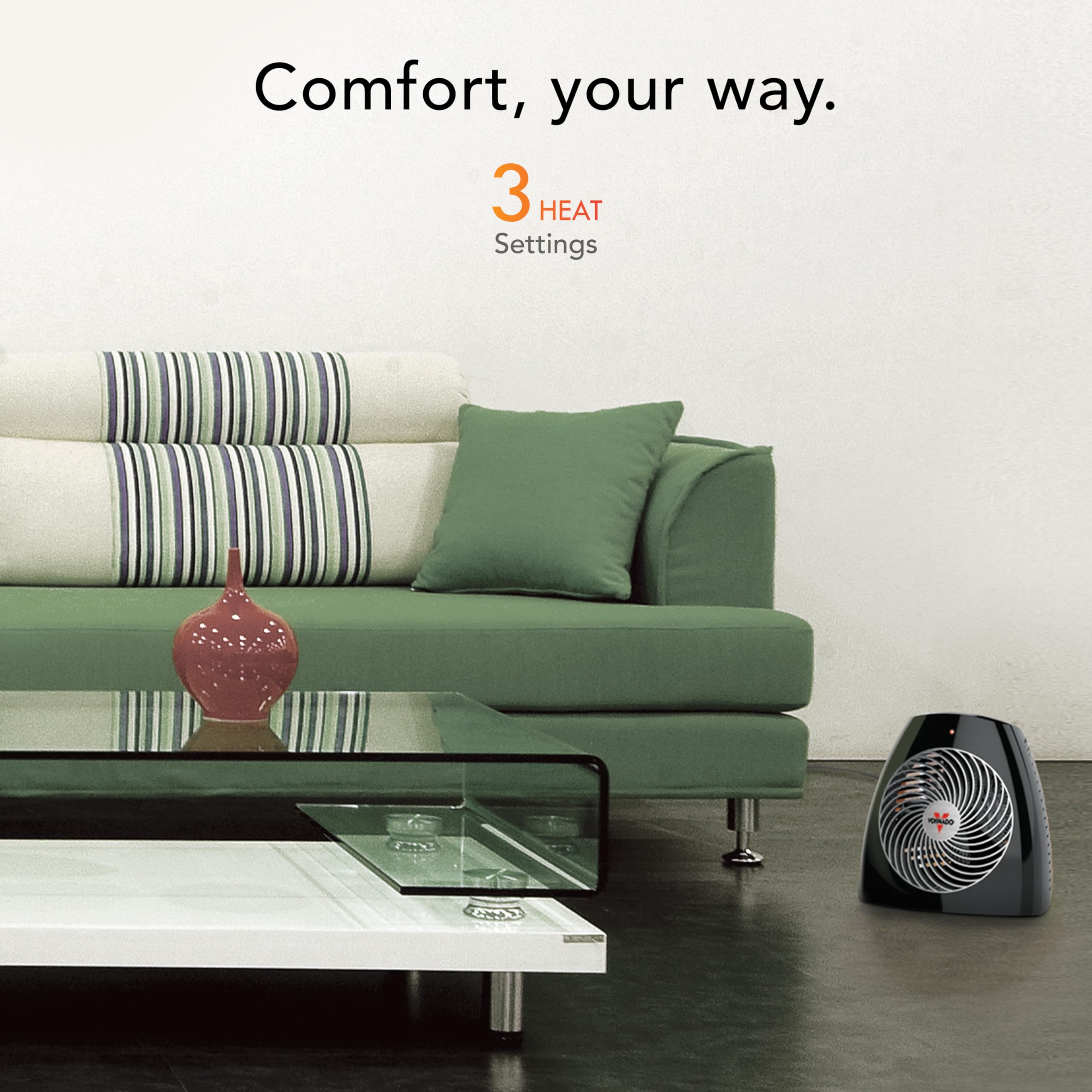 Vornado MVH (2025) Space Heater, 3 Heat Settings, Adjustable Thermostat, Tip-Over Protection, Auto Safety Shut-Off System, Indoor Use, Whole Room Heating, Black - Image 5