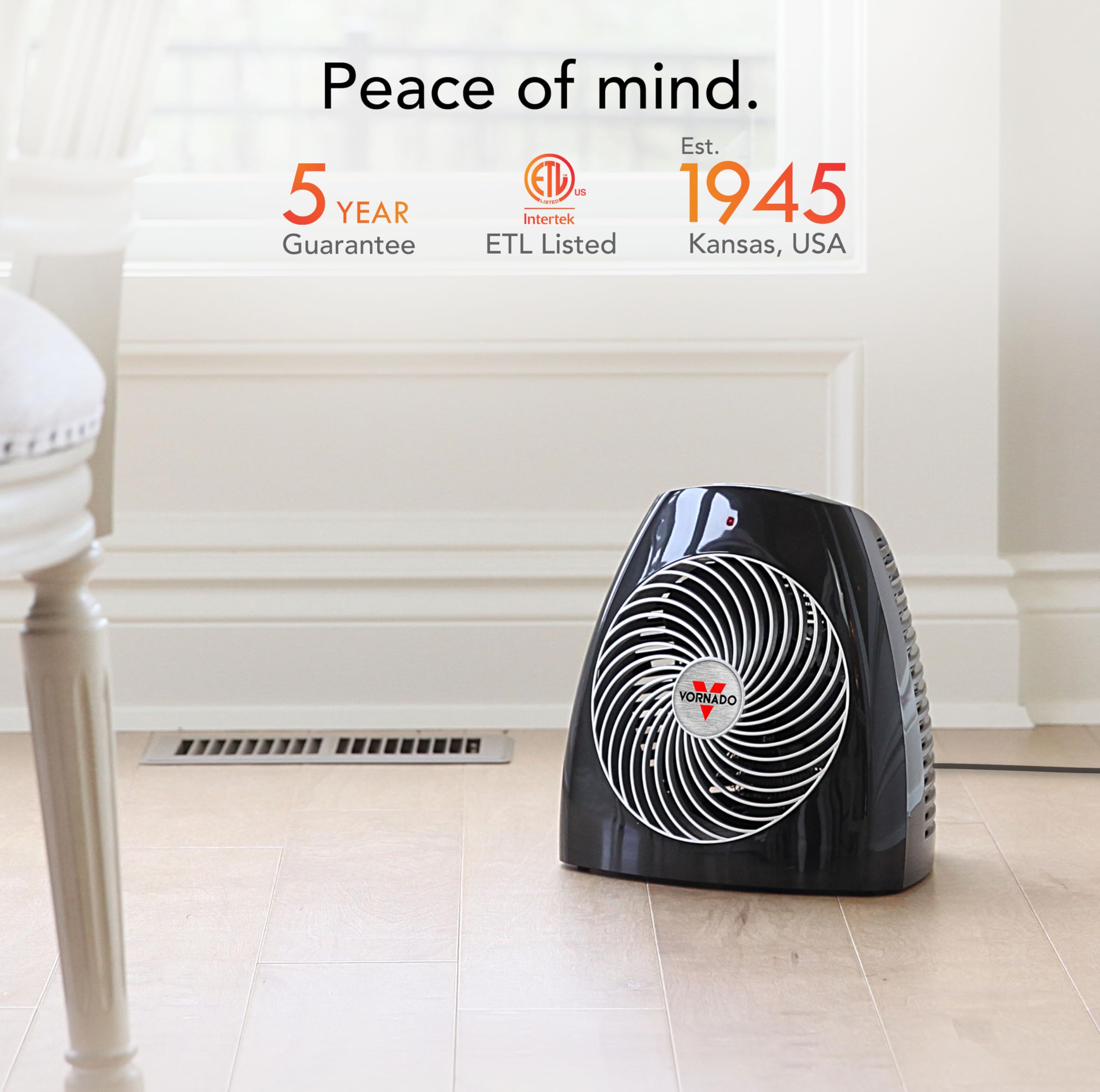 Vornado MVH (2025) Space Heater, 3 Heat Settings, Adjustable Thermostat, Tip-Over Protection, Auto Safety Shut-Off System, Indoor Use, Whole Room Heating, Black - Image 6