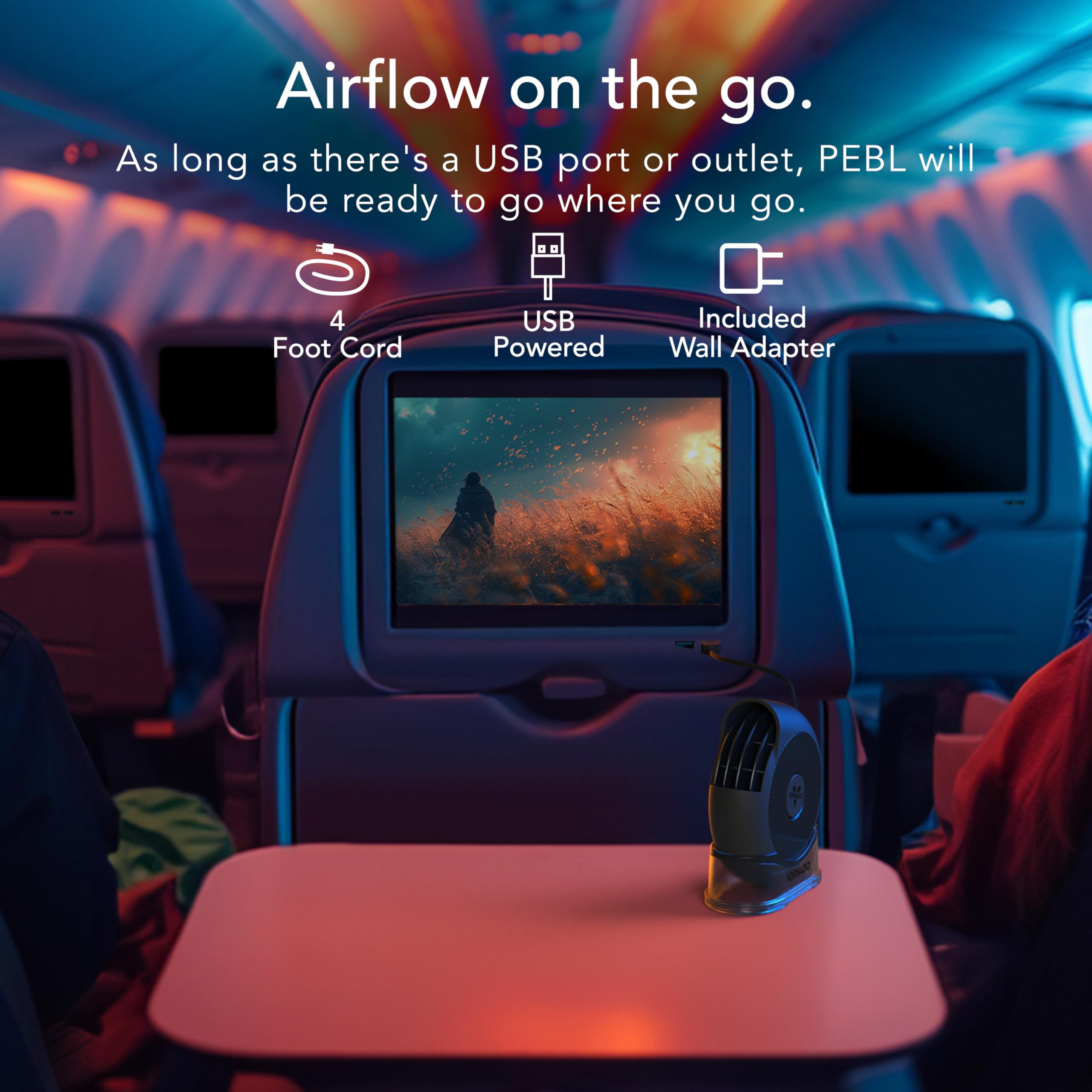 Vornado PEBL Portable USB Desk Fan with Magnetic Base, 2 Speed Settings, Adjustable Airflow, Personal Cooling Device, Mini Travel Fan for Home, Office and Travel - Image 4