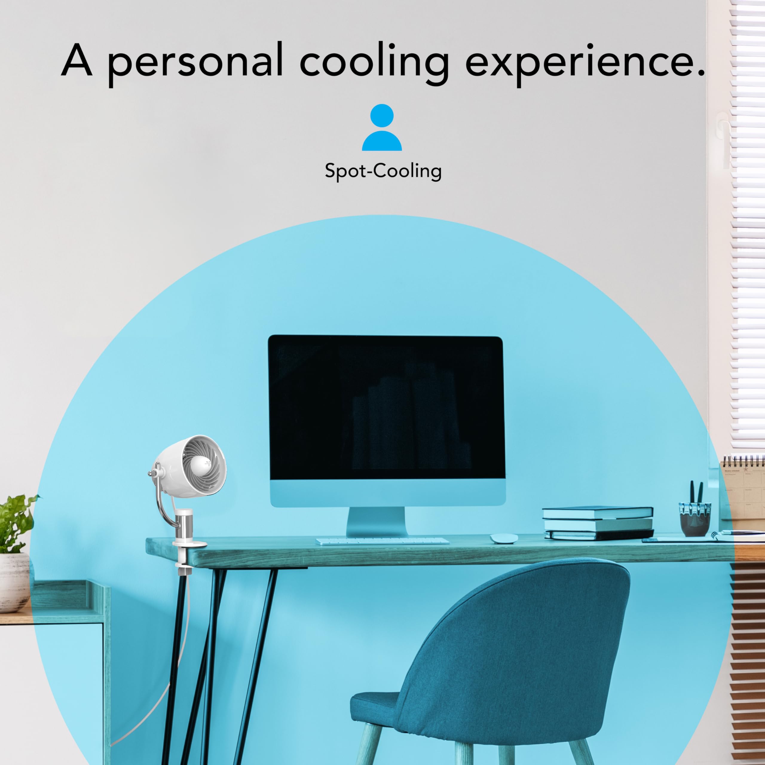 Vornado Pivot Clip Personal Air Circulator, 3-Speed, Portable Desk Fan with Multi-Surface Clip, 360-Degree Adjustable Axis, 9 in Tall, 4 in Diameter, Whisper Quiet, Ice White - Image 3