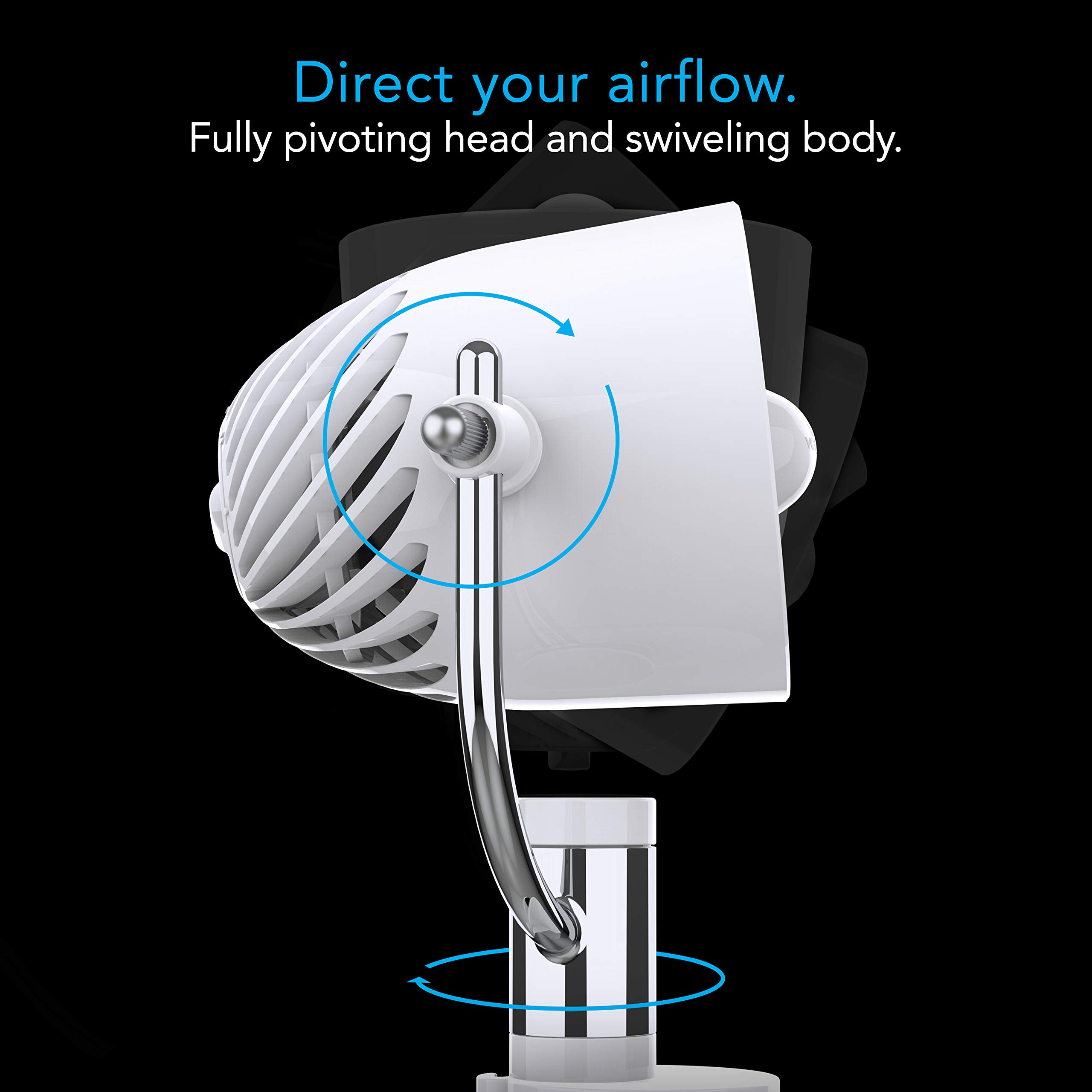 Vornado Pivot Clip Personal Air Circulator, 3-Speed, Portable Desk Fan with Multi-Surface Clip, 360-Degree Adjustable Axis, 9 in Tall, 4 in Diameter, Whisper Quiet, Ice White - Image 6