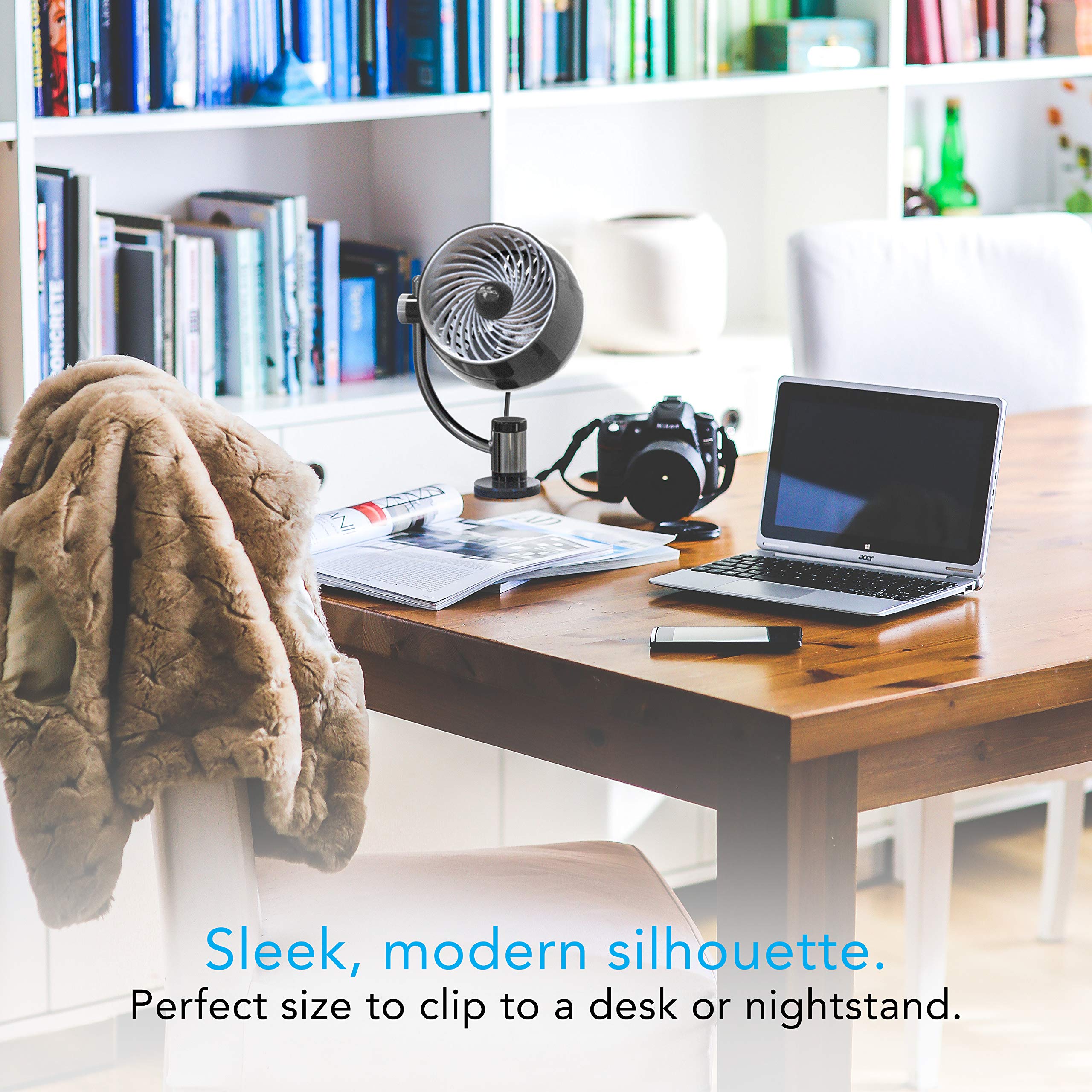 Vornado Pivot3 Clip Personal Air Circulator Fan with Multi-Surface Clip, Quiet Portable Fan for Office or Bedroom, 3 Speeds, Black - Image 3