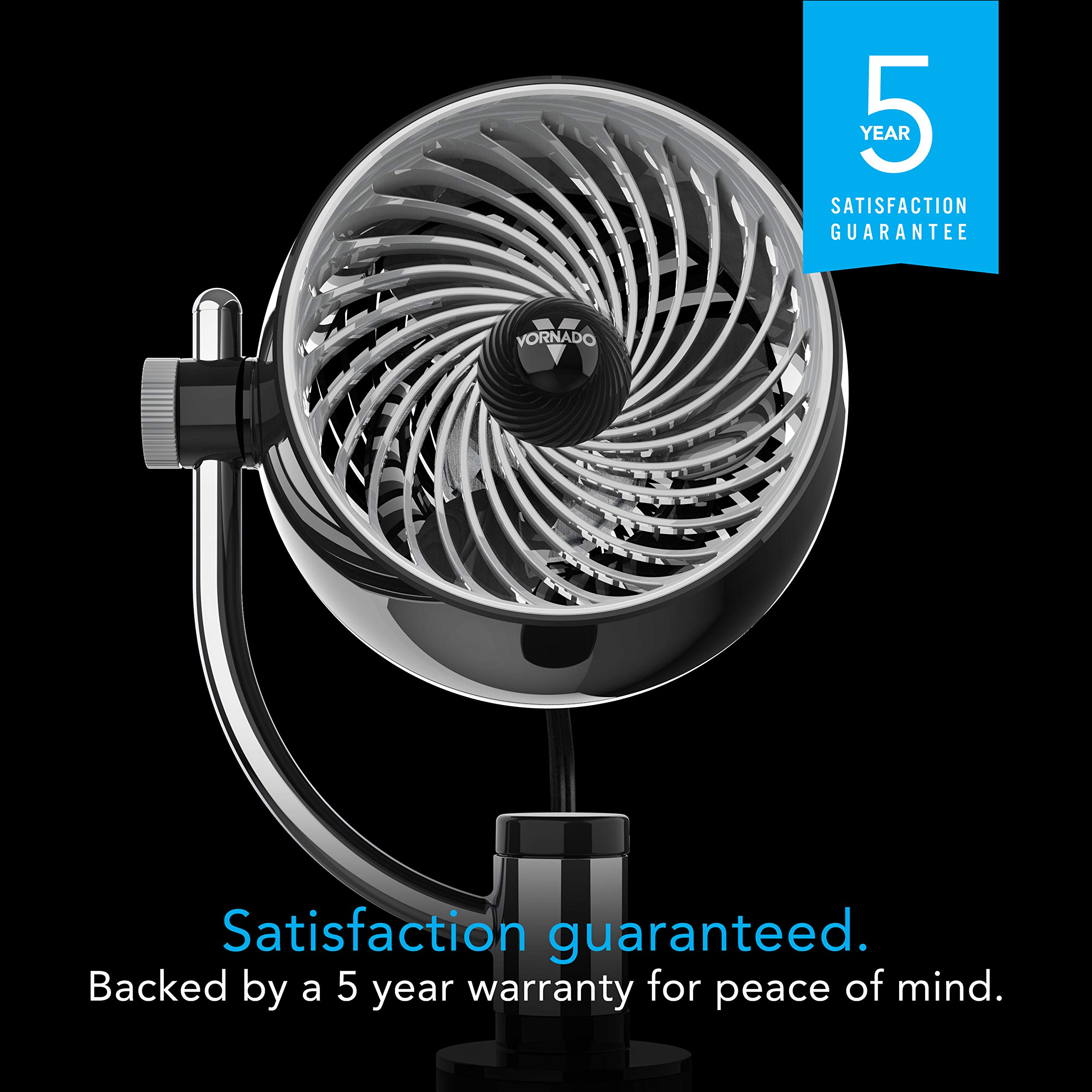 Vornado Pivot3 Clip Personal Air Circulator Fan with Multi-Surface Clip, Quiet Portable Fan for Office or Bedroom, 3 Speeds, Black - Image 6
