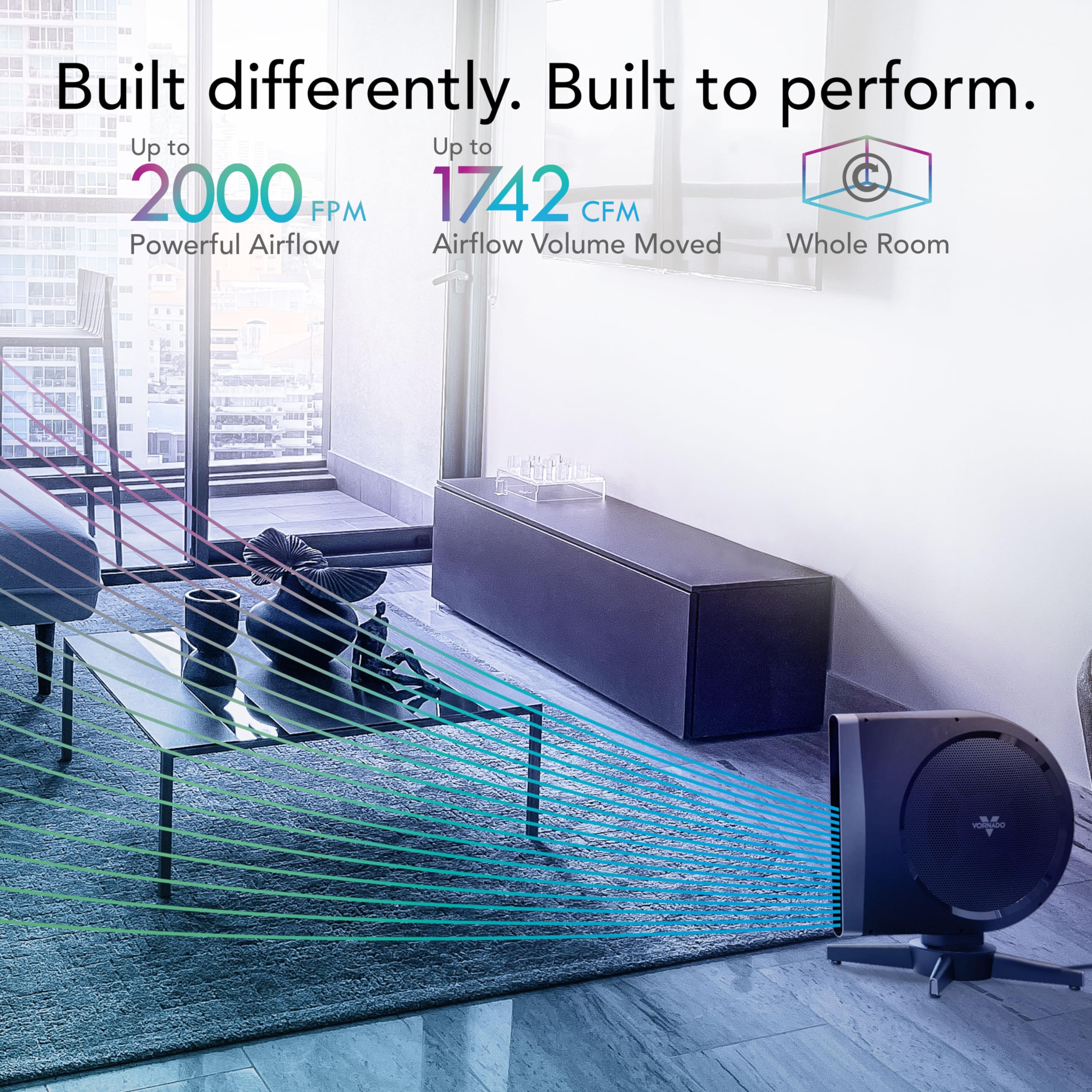 Vornado STRATA Compact Oscillating High Velocity Floor Fan with Remote Control, 5 Speeds, 18.4 in Tall, Powerful Air Circulator for Home, Electric Cooling Fan, Black - Image 4