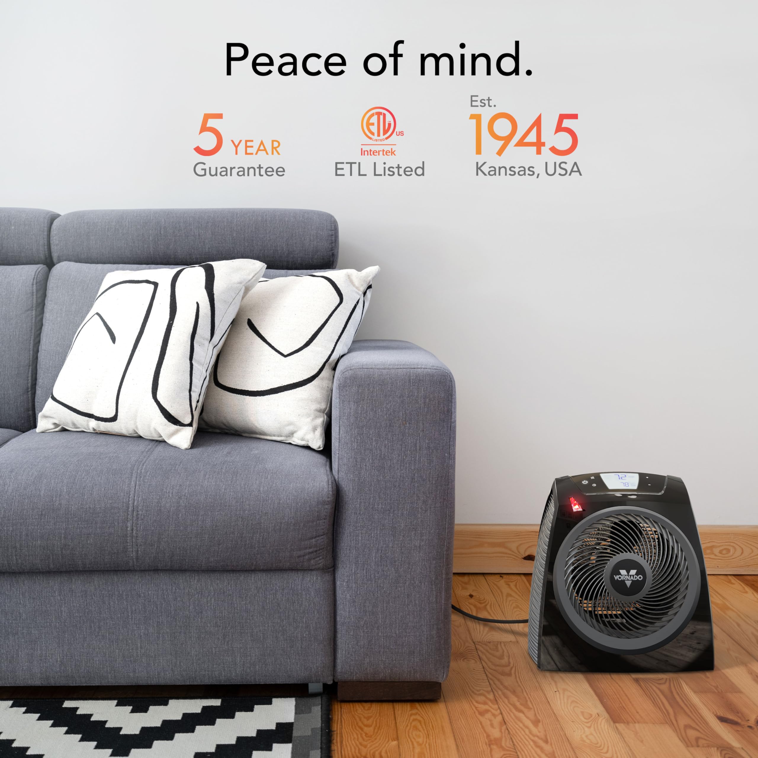 Vornado TAVH10 (2025) Space Heater with Remote for Home, Fan Only Option, Digital Display with Adjustable Thermostat, Advanced Safety Features, Timer, Auto Climate Control, Heater for Bedroom, Black - Image 5