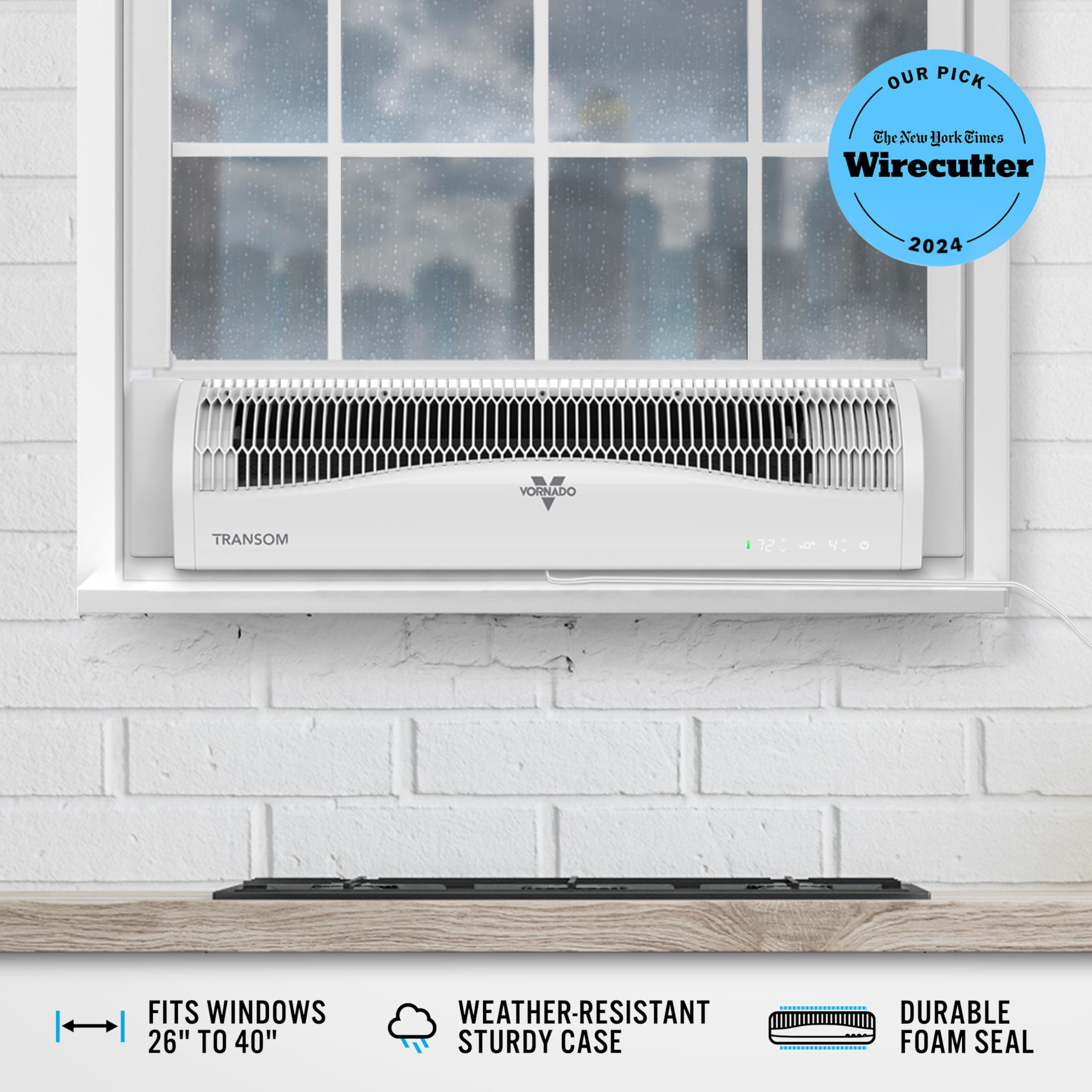 Vornado TRANSOM Window Fan with 4 Speeds, Remote Control, Reversible Exhaust Mode, Weather Resistant Case, Whole Room, Ice White - Image 6