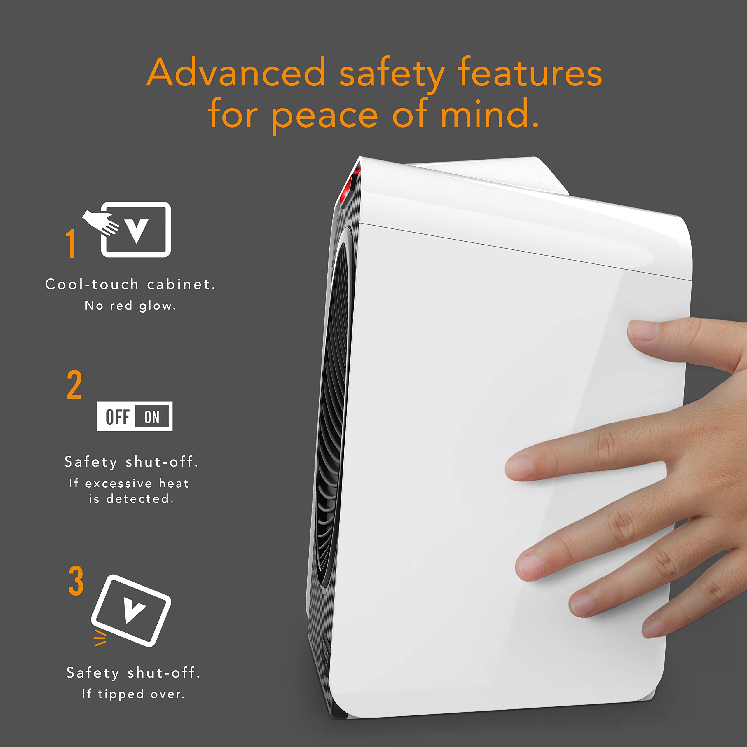 Vornado Velocity 5 Whole Room Space Heater with Auto Climate Control, Timer, and Safety Features, White, Large - Image 4