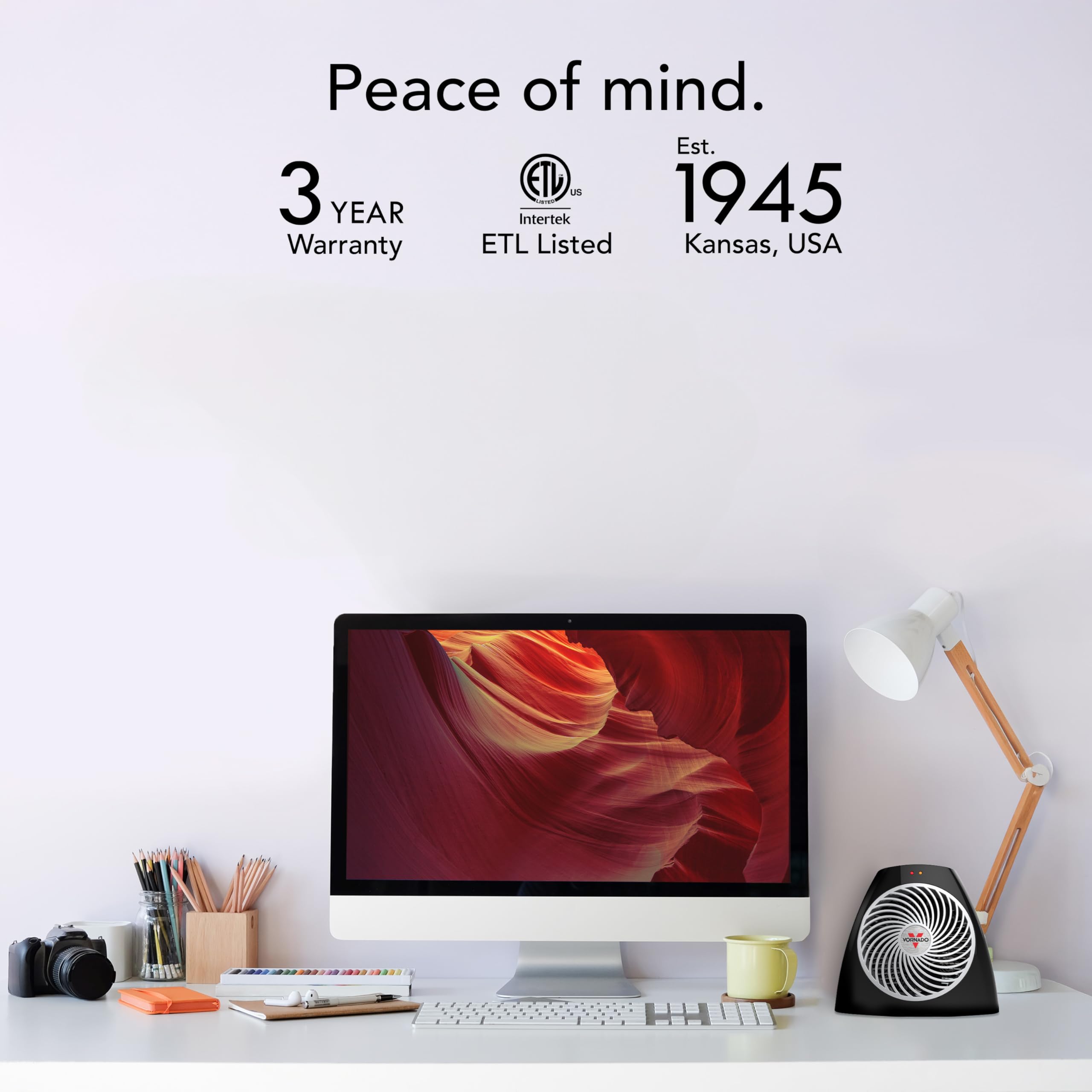 Vornado VH202 (2025) Personal Space Heater, Advanced Safety Features, 2 Heat Settings, Direct Heating, Fan Only Setting, Cool-Touch Exterior, Signature Vortex Heat Circulation, Gentle Heating, Black - Image 6